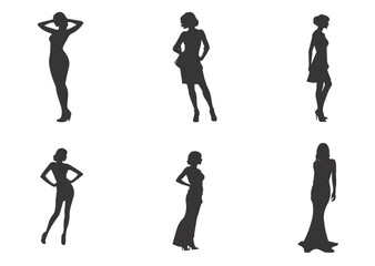 silhouettes set of beautiful sexy women