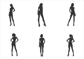 silhouettes set of beautiful sexy women
