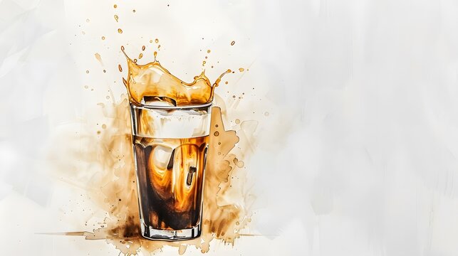 A vibrant watercolor illustration of an icy drink splashing in a glass, capturing the refreshing essence of summer beverages.