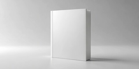 Minimalist White Book Standing on Gray Surface - Clean, Modern Design for Mockups, Templates, and Editorials