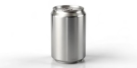 Silver Aluminum Can on White Background - Minimalist Product Photography for Branding and Advertising in Modern Style