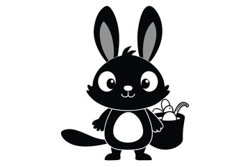 Cute Rabbit With Carrot Bag Animal Education Icon Concept M.eps