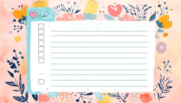 A beautiful floral notepad design with a pastel background, perfect for notes, lists, and reminders.