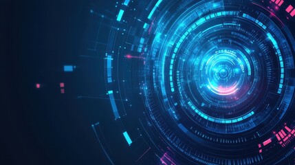 Fototapeta premium Abstract Digital Interface with Blue and Pink Glowing Circles