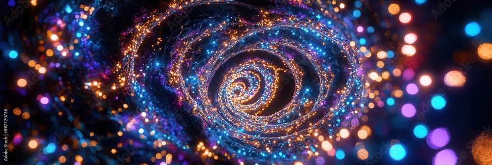 Aufkleber colorful christmas lights spiral into a vortex, creating an enchanting and mesmerizing visual displa