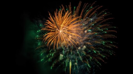 Fototapeta premium Golden and Green Fireworks Display