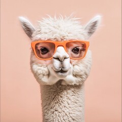 Llama wearing stylish sunglasses, playful pose.