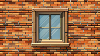 Cartoon of an old window in a brick wall , vintage, retro, brick, wall, architecture, cartoon, art, design, window, old