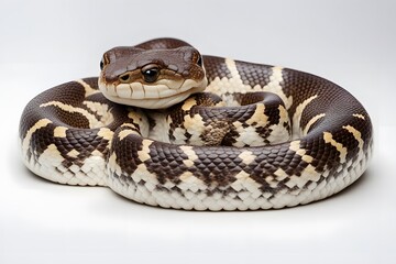 Fototapeta premium Burmese python snake on white background, AI Generated