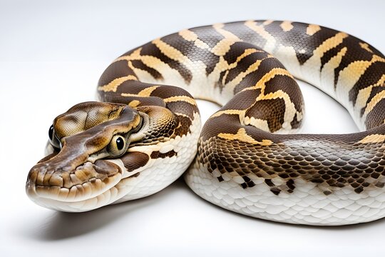 Burmese python snake on white background, AI Generated