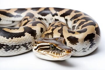 Obraz premium Burmese python snake on white background, AI Generated