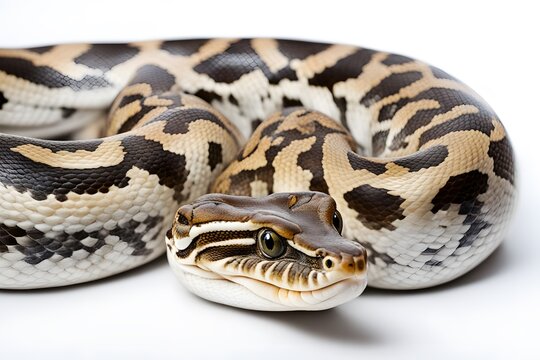 Burmese python snake on white background, AI Generated