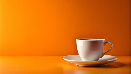 Obraz premium Coffee cup with orange background, coffee, drink, mug, refreshment, beverage, aroma, hot, caffeine, morning, breakfast, cup