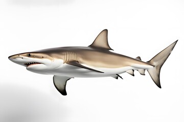 Fototapeta premium Caribbean reef shark on white background, Ai Generated