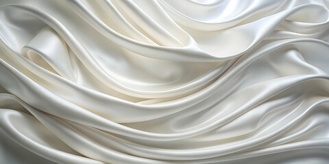Obraz premium Elegant white silk fabric with graceful waves and folds , soft, satin, background, beautiful, elegant, silk, fabric, waves