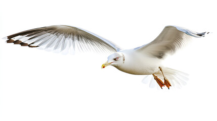 Natural white seagull isolated on a white background