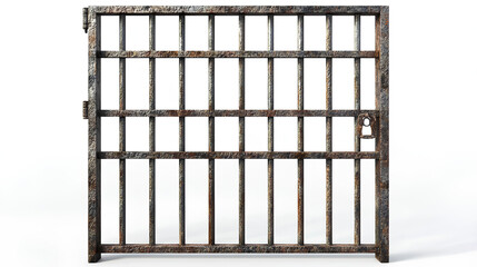 Prison bars isolated on transparent background. Steel metal or iron jail cell cage security lock grid, law and justice punishment for criminal, freedom, escape, guilty, arrest