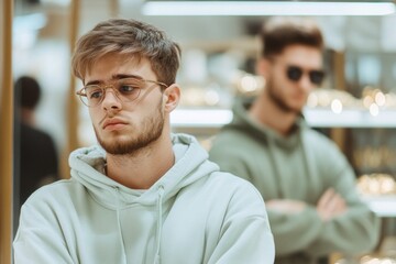 Obraz premium Gilded Illusions: A Moment of Truth in a Jewelry Store