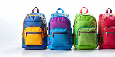 Fototapeta premium Backpacks for back to school concept on isolated background with space for text, backpacks, back to school, education