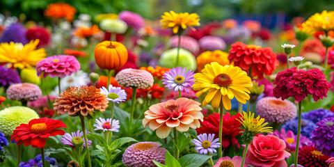 Vibrant and diverse collection of colorful flowers in a blooming garden, flowers, vibrant, garden, nature, colorful, blossoms
