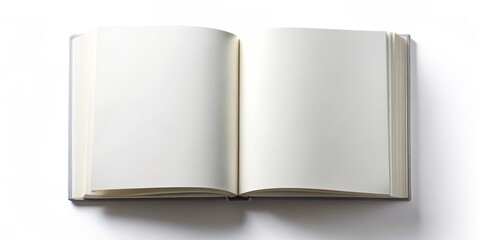 Blank Canvas of Creativity Closeup of White Pages in Open Book on Minimalistic Surface, Symbolizing Fresh Start and Design Potential