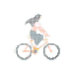 girl bicyclist  pixel 
isolated vector illuatrstion