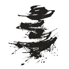 Naklejka premium Japanese inspired black splash paint brush strokes