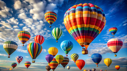 Obraz premium Hot air balloon competition in the sky with colorful balloons, hot air balloon, competition, sky, colorful, balloons, race