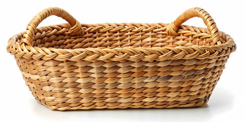 Obraz premium Woven basket with sturdy handles perfect for home organization or picnic outings, woven, basket, handles, storage, natural