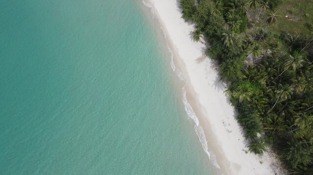  view of white sand beach tropical.blue sea, white sand beach on the green tree island