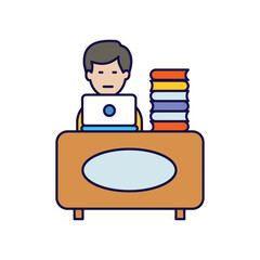 busy color line icon with white background vector stock illustration