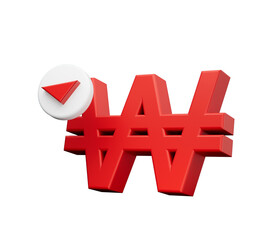 Currency icon, Korean won icon. South Korean Won symbol icon. 3d illustration icon
