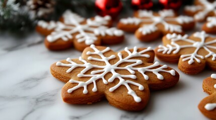 Beautifully decorated gingerbread cookies shaped like snowflakes, perfect for the holidays.  These cookies are sure to delight your family and friends.