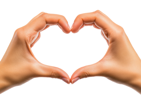 Hands showing heart gesture isolated on transparent background