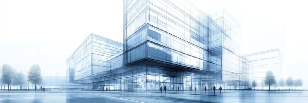 Modern Architecture: A Glass Facade Design Sketch showcasing contemporary architecture, glass structures, urban design, cityscapes, and innovative building techniques.