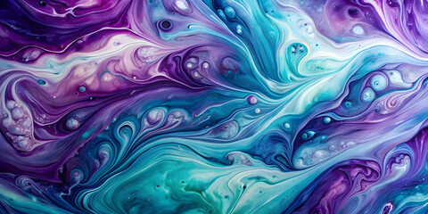 Obraz premium Violet and aqua marble ink abstract art with fluid patterns , marble, ink, abstract, art, fluid, patterns, violet, aqua
