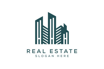 real estate logo concept. modern real estate building vector design template.