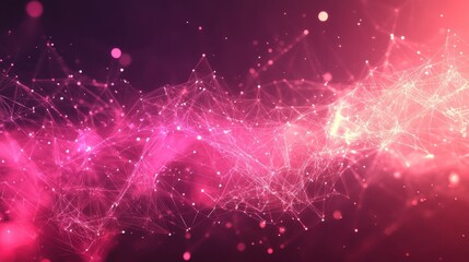 Fototapeta premium Abstract Pink and White Interconnected Network with Glowing Points