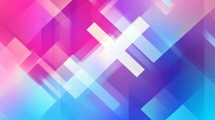 Obraz premium Vibrant gradient background featuring geometric shapes transitioning from pink to blue, symbolizing creativity, energy, technology, and innovation.