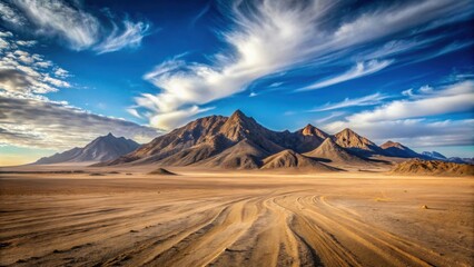 Expansive desert mountain range with dirt ground and rocky terrain, desert, mountain, range, dirt, ground, rocky, terrain, arid