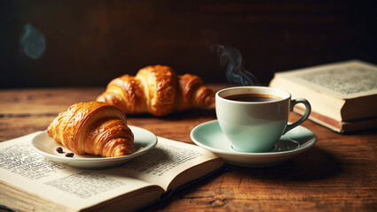 Cup of coffee with bun