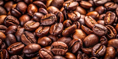 Naklejka premium Dark roasted coffee beans close up, roasted, coffee, beans, dark, close up, aromatic, caffeine, texture, bold, flavor