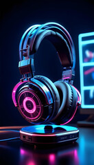 earphone futuristic neon colored gaming headphones