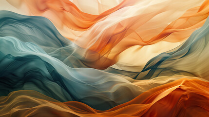 abstract background Gentle, flowing ribbons of color in earthy tones, swirling together to form an abstract landscape of calm.