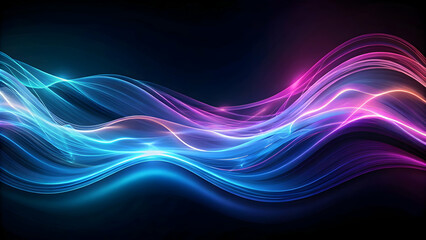 Fototapeta premium Dynamic waves of blue and purple energy on a dark canvas , vibrant, flowing, motion, vitality, energetic, abstract, beauty