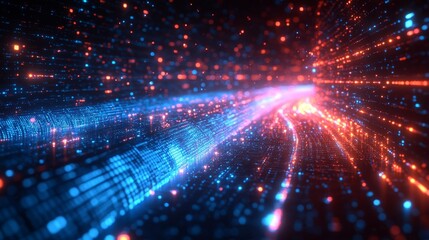 Fototapeta premium Abstract Data Flow in a Digital Matrix Generative AI