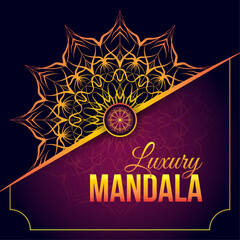 Golden arabesque pattern luxury mandala background with text space