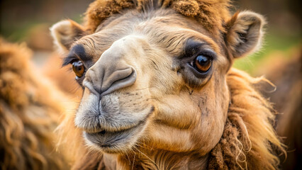 Obraz premium Close up of a camel with textured fur and long eyelashes, camel, animal, wildlife, desert, close-up, portrait, texture, fur, eyelashes