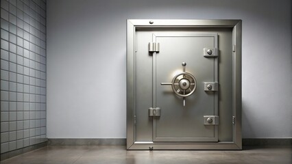 A secure and sturdy safe door , security, protection, lock, access, steel, metal, vault, combination, key, confidential