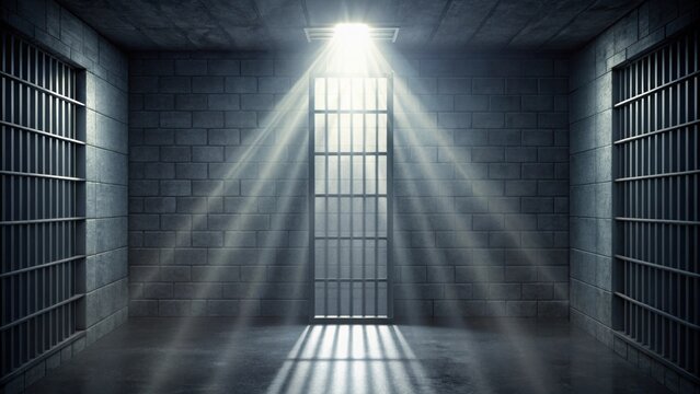 Bright light shining into a dark prison cell, Light, prison, cell, bars, darkness, hope, freedom, confinement